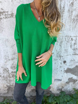 Maeve | Women's Oversized V-Neck Long Sleeve Top
