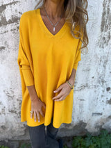 Maeve | Women's Oversized V-Neck Long Sleeve Top