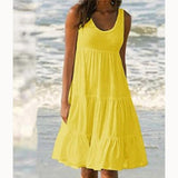 Sunny | Women's Sleeveless Tiered Ruffle Hem Swing Dress