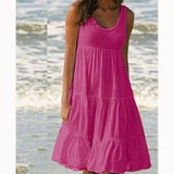 Sunny | Women's Sleeveless Tiered Ruffle Hem Swing Dress