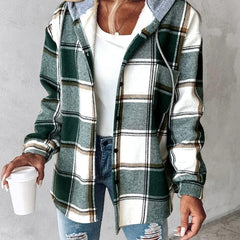 Women’s Plaid Flannel Hooded Shacket