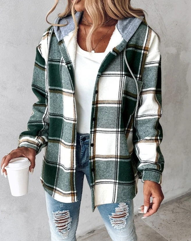 Women’s Plaid Flannel Hooded Shacket