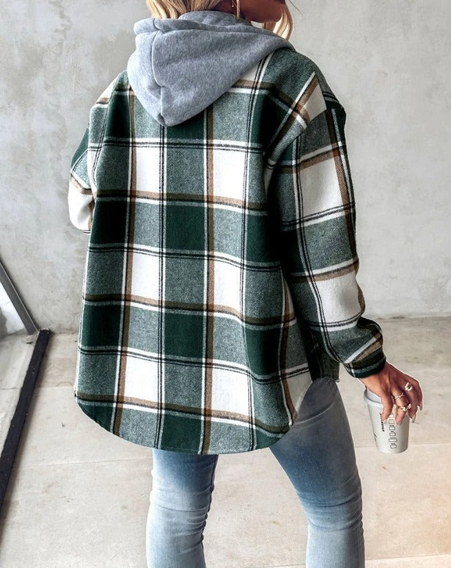 Women’s Plaid Flannel Hooded Shacket