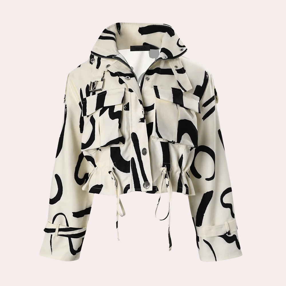 Marlowe | Women's Abstract Print Cropped Jacket