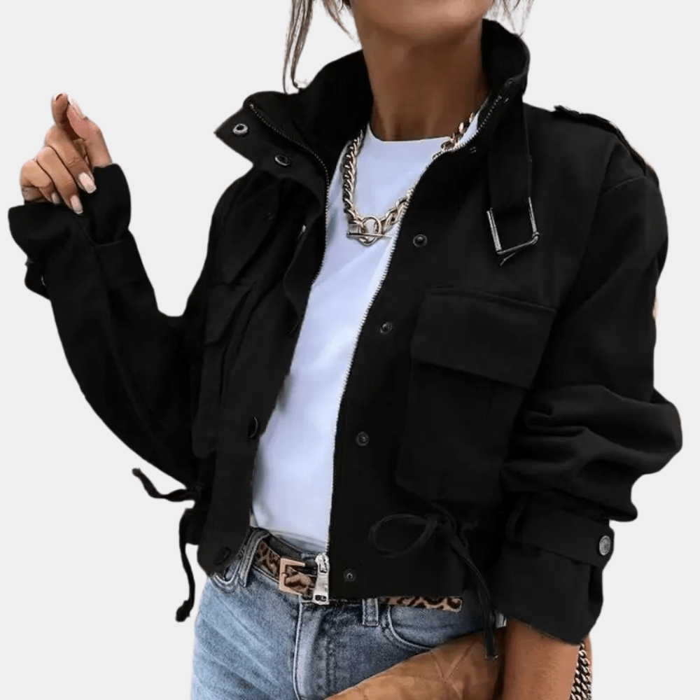 Marlowe | Women's Abstract Print Cropped Jacket