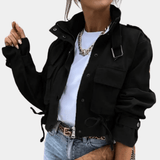 Marlowe | Women's Abstract Print Cropped Jacket