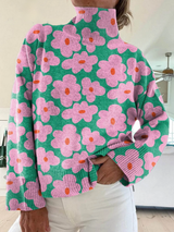 Marlowe | Women's Floral Mock Neck Long Sleeve Sweater