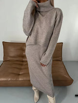Meadow | Women's Turtleneck Long Sleeve Midi Dress