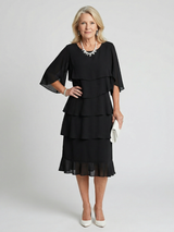Moira | Women's Tiered Round Neck Midi Dress