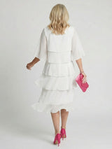 Moira | Women's Tiered Round Neck Midi Dress