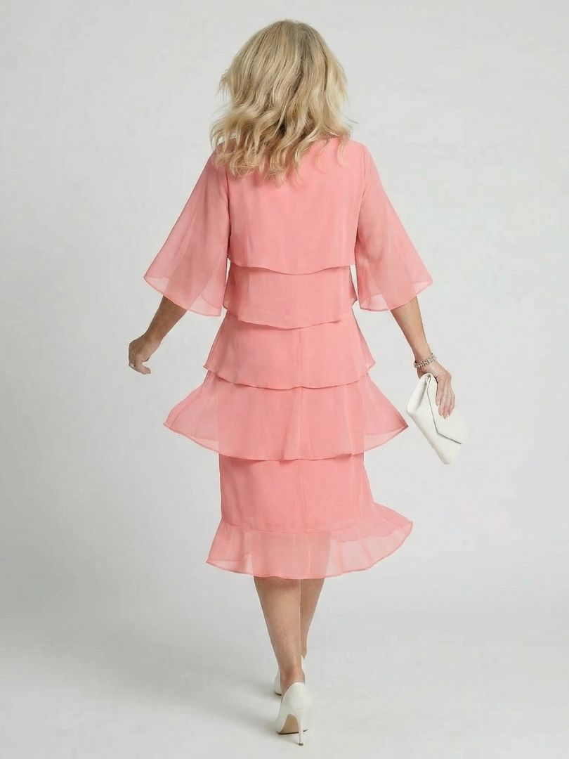Moira | Women's Tiered Round Neck Midi Dress