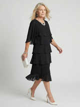 Moira | Women's Tiered Round Neck Midi Dress
