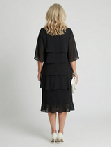 Moira | Women's Tiered Round Neck Midi Dress