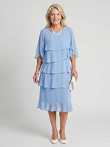Moira | Women's Tiered Round Neck Midi Dress