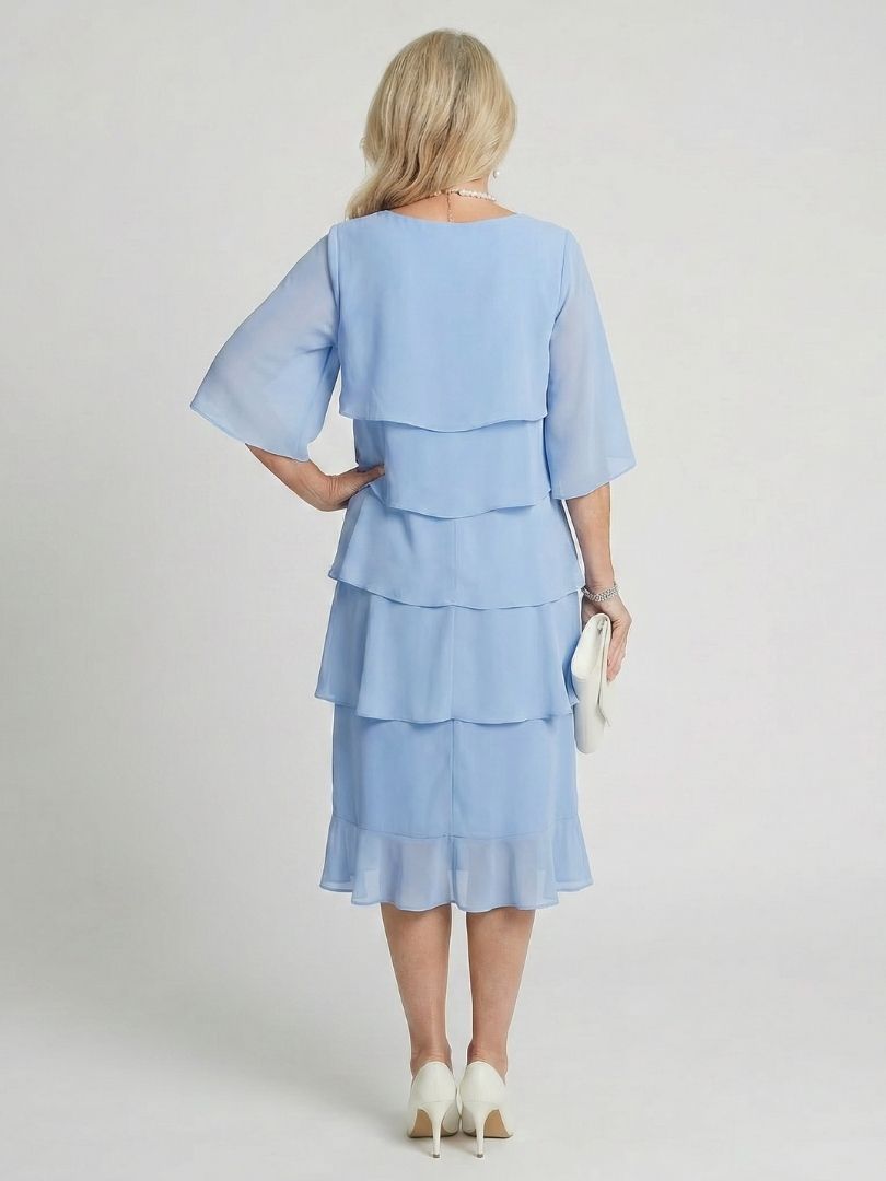 Moira | Women's Tiered Round Neck Midi Dress