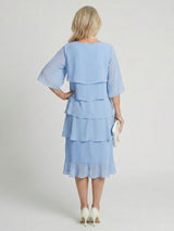 Moira | Women's Tiered Round Neck Midi Dress