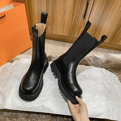 Women’s Chunky Chelsea Mid-Calf Boots