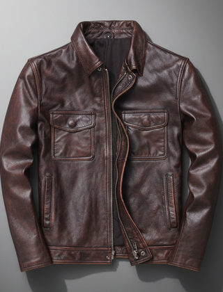 Frontier Leather Field Men's Jacket - Brown