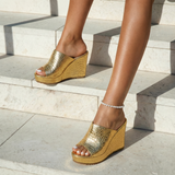 Nicolette | Women's Gold Platform Wedge Sandals