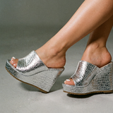 Nicolette | Women's Gold Platform Wedge Sandals