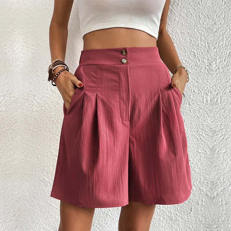 Harlow | Women's High Waist Wide Leg Shorts Pleated Casual