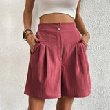 Harlow | Women's High Waist Wide Leg Shorts Pleated Casual