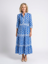 Octavienne | Women's Chain Print 3/4 Sleeve Midi Dress