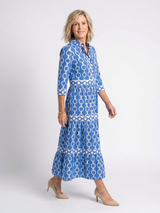 Octavienne | Women's Chain Print 3/4 Sleeve Midi Dress