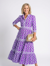 Octavienne | Women's Chain Print 3/4 Sleeve Midi Dress
