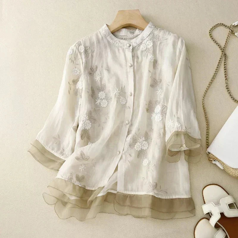 Odalys | Women's Floral Embroidered Loose Blouse