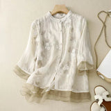 Odalys | Women's Floral Embroidered Loose Blouse