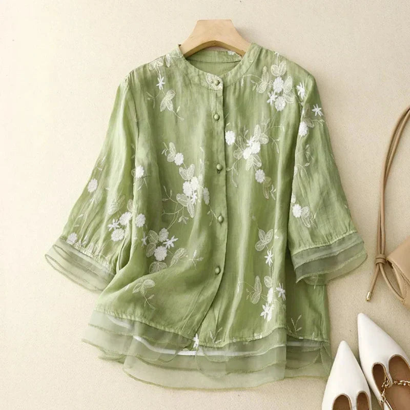 Odalys | Women's Floral Embroidered Loose Blouse