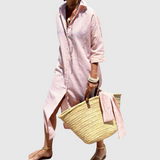 Odelle | Women's Striped Button-Down Midi Shirt Dress