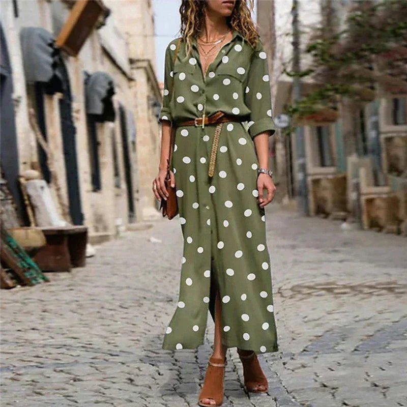 Dot | Women's Polka Dot Wide-Leg Jumpsuit with Belt & V-Neck