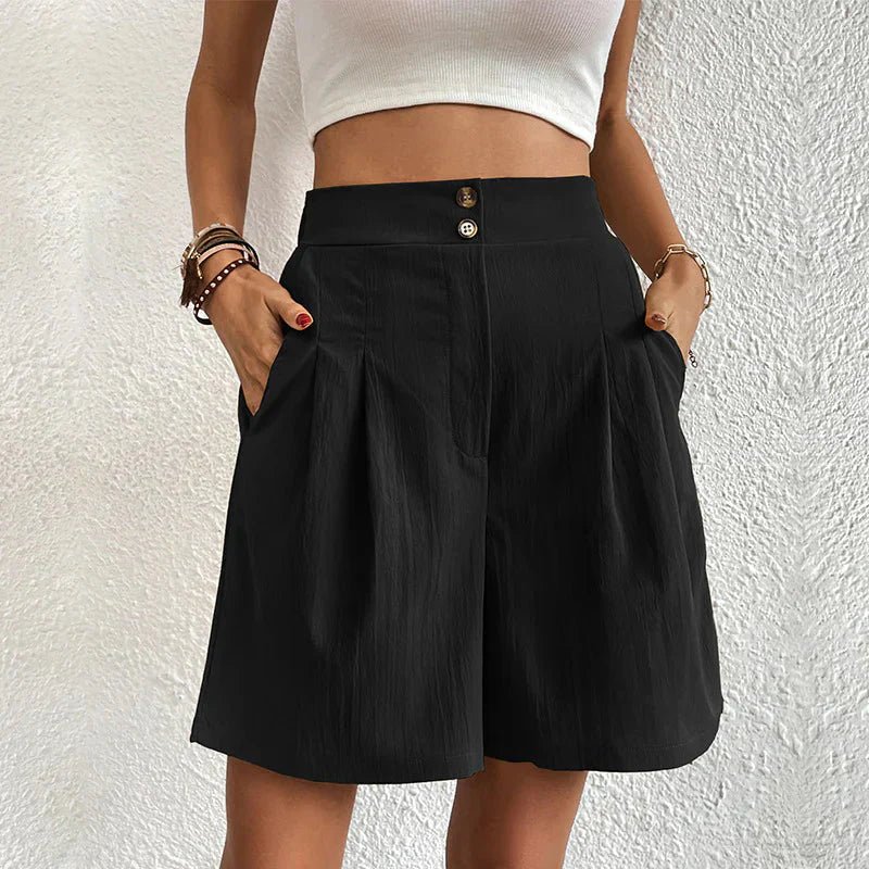 Harlow | Women's High Waist Wide Leg Shorts Pleated Casual