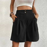 Harlow | Women's High Waist Wide Leg Shorts Pleated Casual