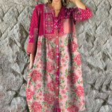 Orla | Women's Vintage Floral Button-Front Midi Dress