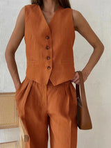 Ottoline | Women's Waistcoat Wide Leg Pants Two Piece Set