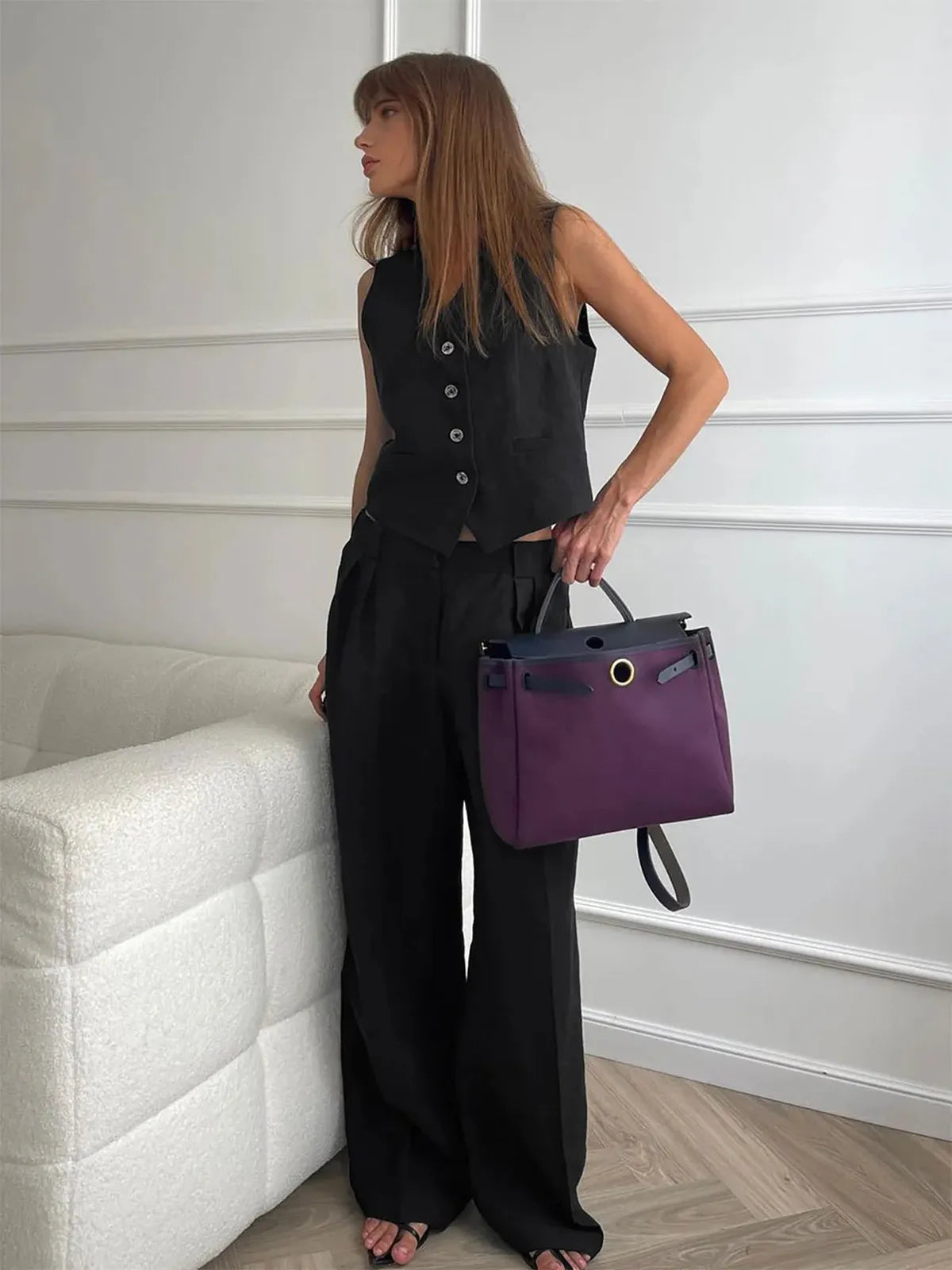 Ottoline | Women's Waistcoat Wide Leg Pants Two Piece Set