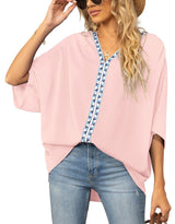 Petra | Women's V-Neck Oversized Embroidered Tunic Top