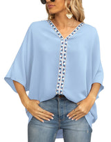 Petra | Women's V-Neck Oversized Embroidered Tunic Top
