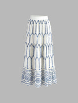 Sienna | Women's Embroidered Crop Top Midi Skirt Two Piece Set