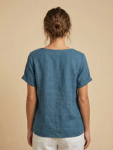 Olive | Women's Casual Tee Short Sleeve Scoop Neck Button Detail Top