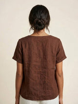 Olive | Women's Casual Tee Short Sleeve Scoop Neck Button Detail Top