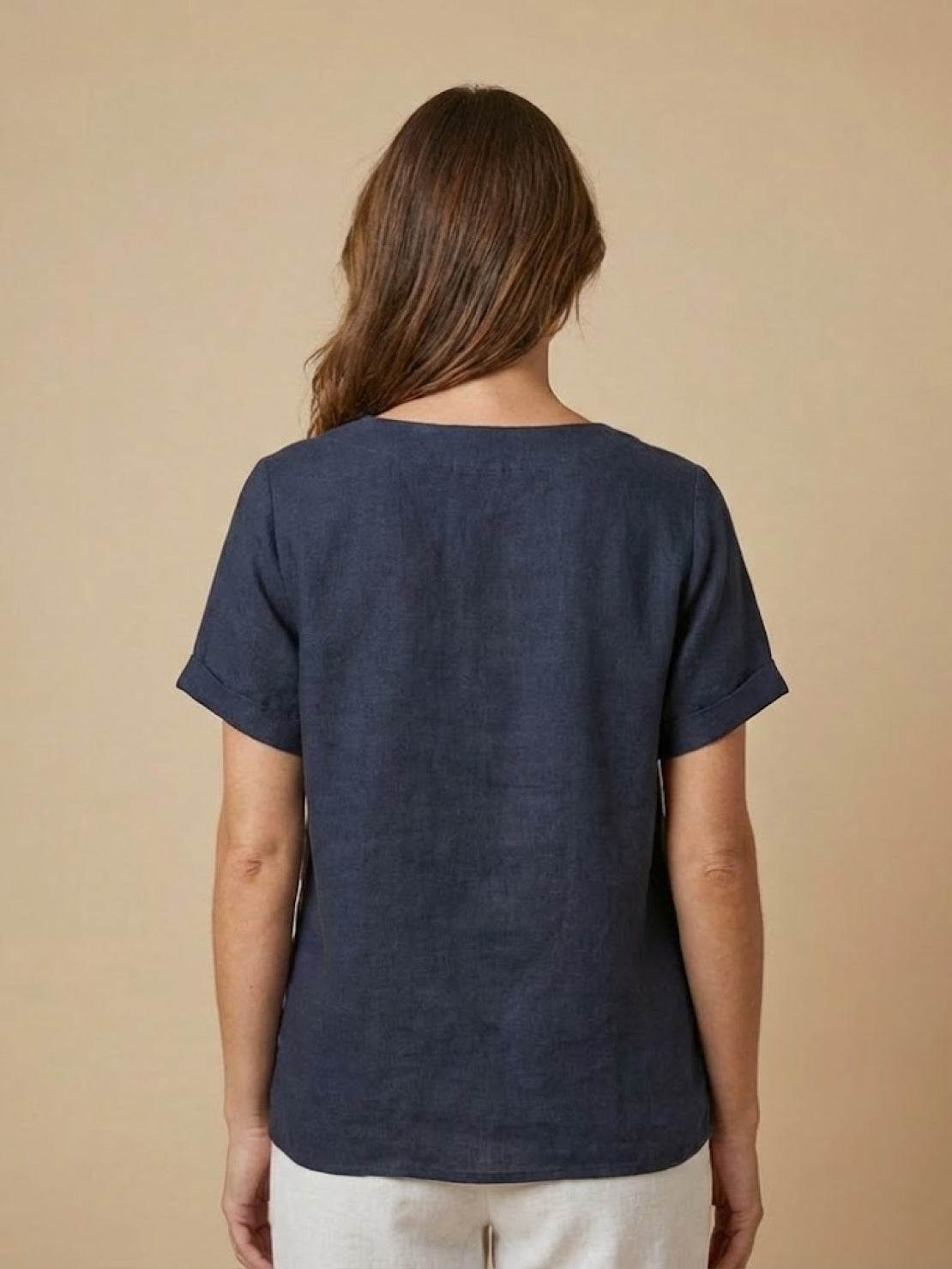 Olive | Women's Casual Tee Short Sleeve Scoop Neck Button Detail Top