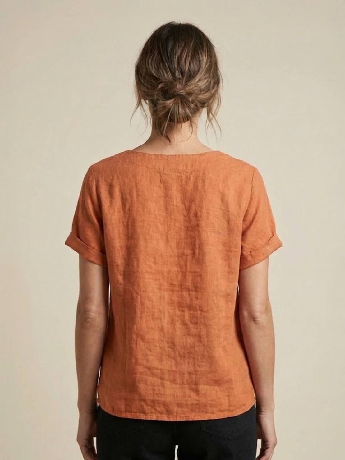 Olive | Women's Casual Tee Short Sleeve Scoop Neck Button Detail Top