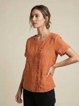 Olive | Women's Casual Tee Short Sleeve Scoop Neck Button Detail Top