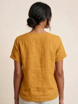 Olive | Women's Casual Tee Short Sleeve Scoop Neck Button Detail Top