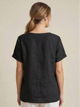 Olive | Women's Casual Tee Short Sleeve Scoop Neck Button Detail Top