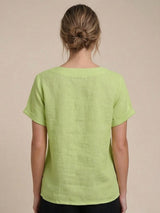 Olive | Women's Casual Tee Short Sleeve Scoop Neck Button Detail Top